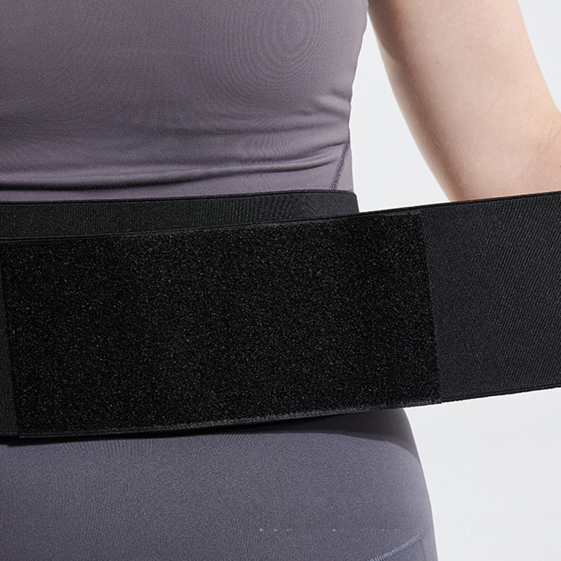 Close-up of waist belt velcro strap providing firm abdominal support