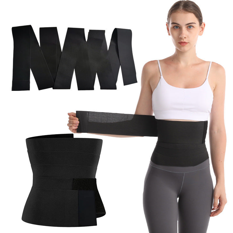 Woman wearing adjustable waist recovery belt for posture and core stability