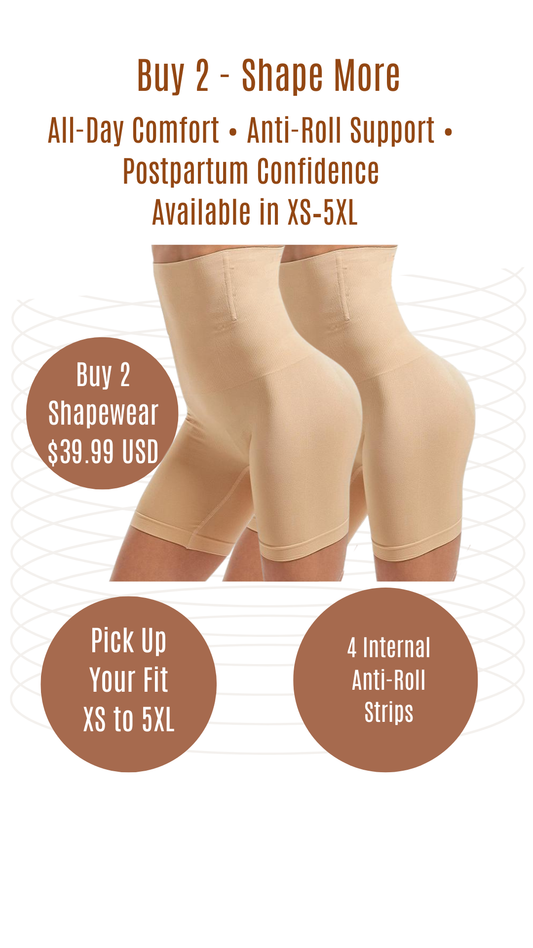 2-Piece Kit - High-Waist Shaping Shorts 4-Bone Anti-Roll (Black - Skin)