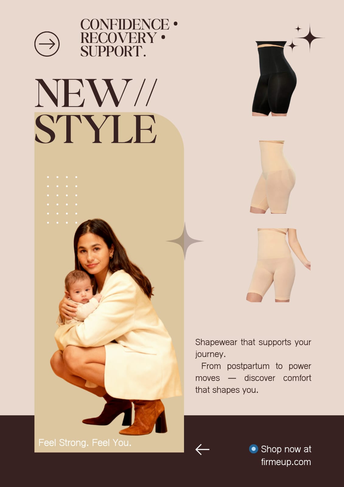 Woman wearing FirmUp 2-piece shapewear kit – tummy control bodysuit for slimming and support