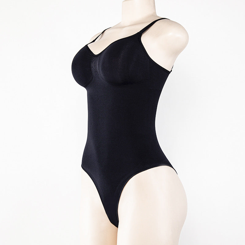 Black bodysuit on a mannequin against a white background