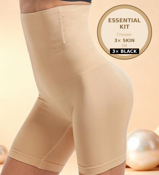 Essential 3-Piece Sets — Anti-Roll High-Waisted Shapewear Shorts